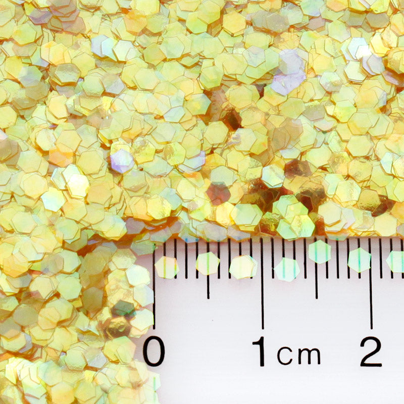Iridescent Golden Yellow Hexagon .062"